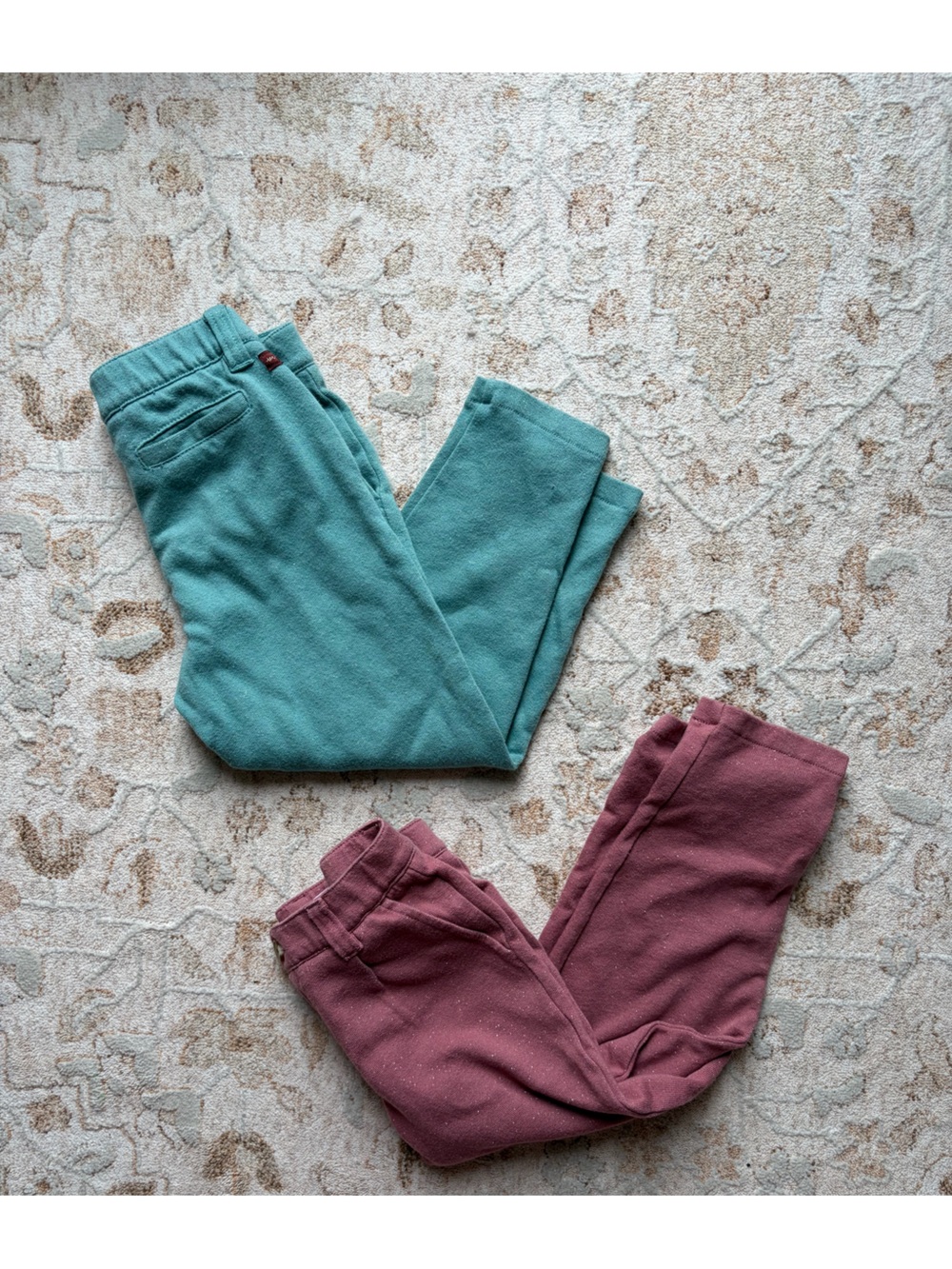 Tea Collection Metallic Maroon & Turquoise Pants Bundle